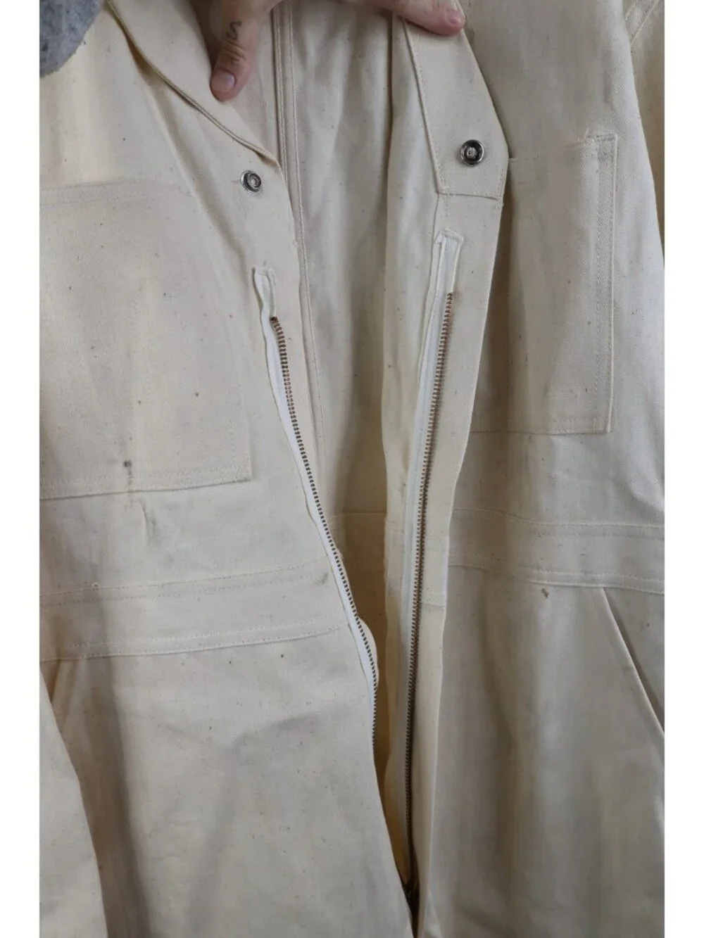 Vintage 50s Mens Small Distressed HBT Herringbone Twill Coveralls Sanforized USA